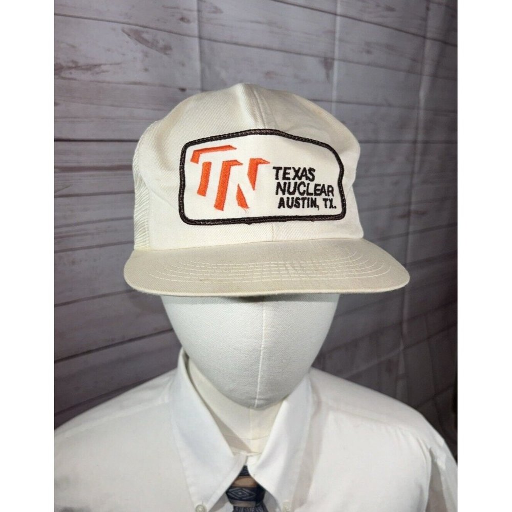 K Brand Texas Nuclear Hat Cap SnapBack White Mesh Trucker Patch Logo Austin TX
